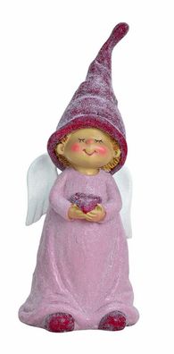 Wichtel als Engel mit Herz Deko Figur Mädchen Kind Skulptur Zwerg Troll Gnom