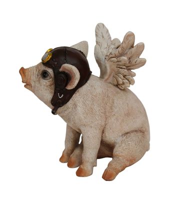 Deko Schwein mit Engel Flügel Gothic Figur Skulptur Steampunk Ferkel Sau Keiler