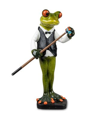 Frosch Billard Spieler Lurch Deko Tier Figur Skulptur König Laubfrosch Gecko
