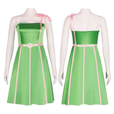 Damen Kleid Barbie Einteiliges Kleid Cos Margot Robbie Frock Hosenträger Rock Grün