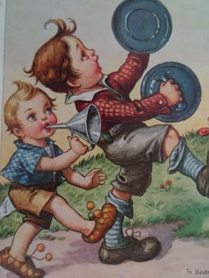 alte AK Postkarte Franz Bertram Feldpost 1941 Sütterlin Kinder musizieren
