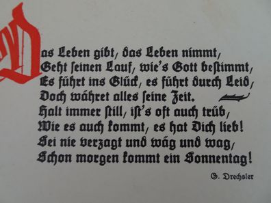 alte AK Postkarte Drechsler Das Leben gibt Spruch Vers Friesen Verlag