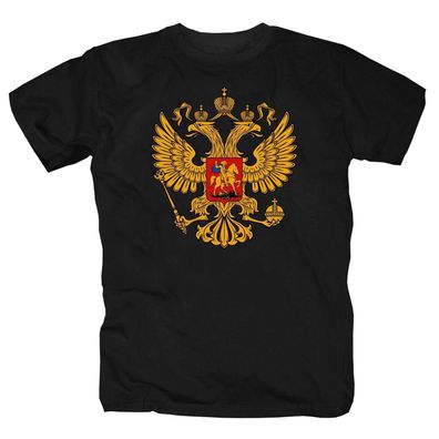 Russland Wappen T-Shirt Fahne Flagge Zar Russia RUS Putin Kremel Grösse S-5XL schwarz