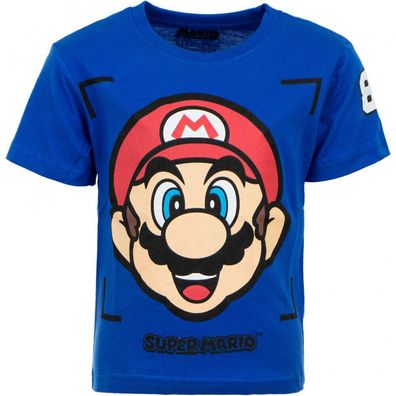 Super Mario Kinder Jungen Mädchen T-Shirt blau Baumwolle Gr. 98 - 128 Neu