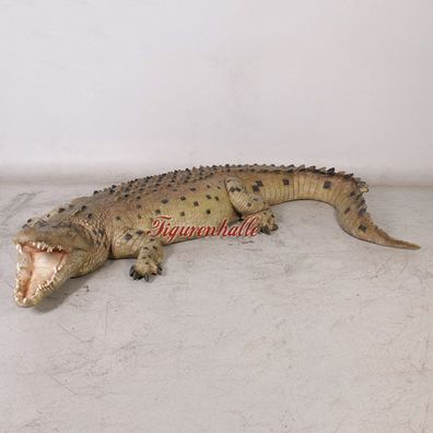 Alligator Krokodil Figur Statue Skulptur Gartenteich groß Deko Reptil lebensecht