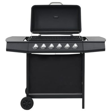 Gasgrill mit 6 Brennern Stahl Schwarz