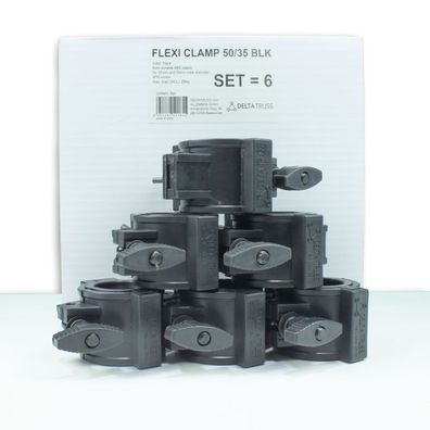 FLEXI CLAMP Set schwarz (6 Stück) - Kunststoff-Klammer f. Traversen, HalfCoupler