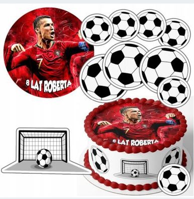 Essbar Fußball Ronaldo CR7 Tortenaufleger Torte Tortenbild Zuckerbild + Text