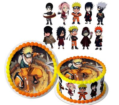 Essbar Naruto Zuckermasse Tortenaufleger Torte Tortenbild Zuckerbild + TEXT