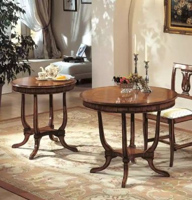 Beistelltisch Wohnzimmer Design Tische Möbel Braun Luxus Holz Klassischer