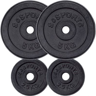ScSPORTS® Hantelscheiben Set 15 kg 30mm Gusseisen Gewichtsscheiben Gewichte Guss