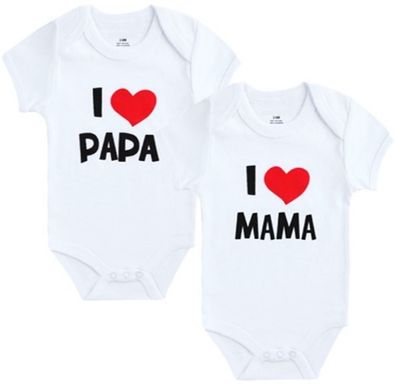 2er Pack Baby Bodys Ich Liebe I love Mama & I love Papa Body Geschenk Geburt