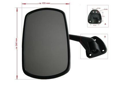 Außenspiegel Universalspiegel Bügelspiegel für Sondermobile inkl Arm 260x155mm