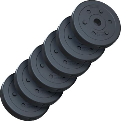 ScSPORTS® Hantelscheiben Set 15 kg 30/31mm Kunststoff Gewichtsscheiben Gewichte