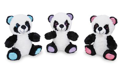 Panda mit Glitzerohren - Plüsch - 3-fach sortiert - 17 cm
