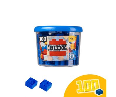 Simba 104114112 - Blox 100 blaue 4er Steine in Dose (Androni)