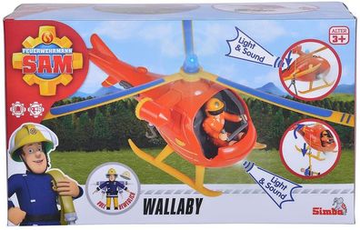 Simba 109251077 - Feuerwehrmann Sam: Hubschrauber Wallaby mit Figur