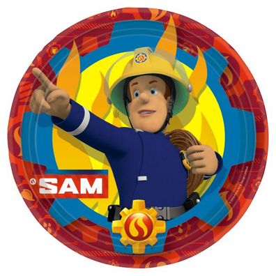 Feuerwehrmann Sam 2017 - Pappteller 23cm, 8 Stück