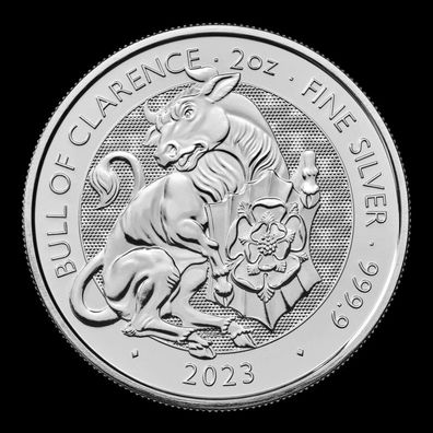 Silbermünze Royal Mint Tudor Beasts Bull of Clarence 2 oz 999 Silber 5 Pound