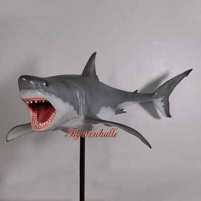 Hai Haifisch Shark Figur Fisch Dekoration Statue Weißer lebensgroß groß Statue