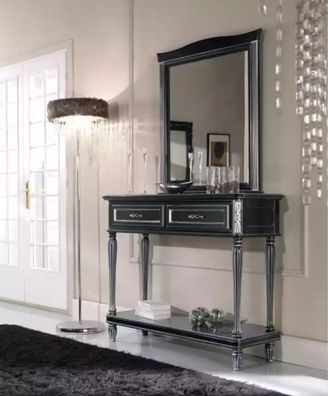 Konsolentisch mit Spiegel Luxus Design Konsole Schwarz Klassischer Stil