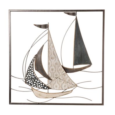 Wandbild Segelschiffe im Rahmen | Wandobjekt Dekoobjekt Bild Ornament 50x50 cm