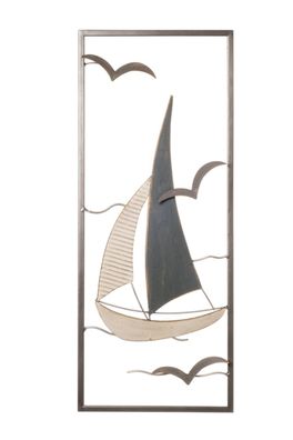 Wandbild Segelschiff im Rahmen | Wandobjekt Dekoobjekt Bild Ornament 24,5x61 cm
