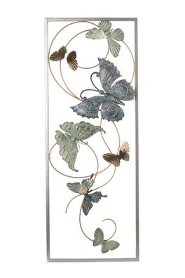 Wandbild Schmetterlinge im Rahmen | Wandobjekt Dekoobjekt Bild Ornament 74x28 cm
