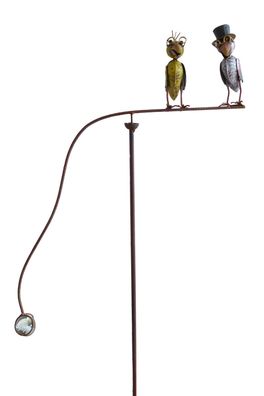 Gartenpendel Vogel mit Brille und Hut | Blumenstecker Gartenstecker | 127x60 cm