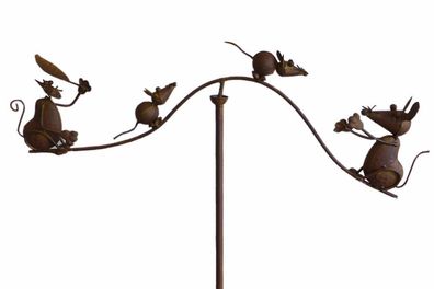 Gartenpendel Katze und Maus | Blumenstecker Gartenstecker Gartendeko | 160x69cm