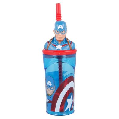 Marvel: Captain America - 3D Trinkbecher mit Strohhalm 360ml