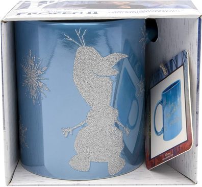 Disney Frozen 2 / Die Eiskönigin 2 - Olaf glänzende Tasse mit Glitzermotiven - 320 ml