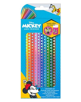 Mickey Mouse - Bunstifte mit Radiergummi und Spitzer