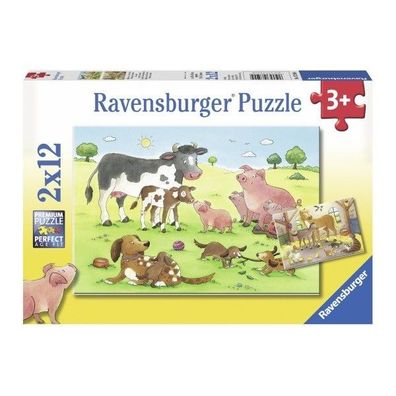 Glückliche Tierfamilien - Puzzle 2 x 12 Teile