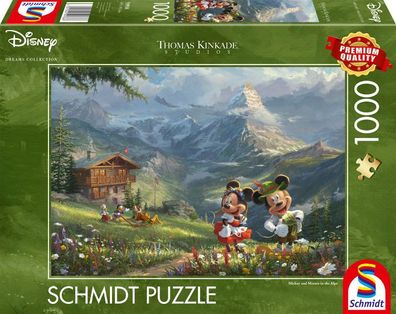 Disney, Mickey & Minnie in den Alpen - 1000 Teile Puzzle (Thomas Kinkade)