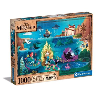 Clementoni 39664 - 1000 Teile Puzzle - Disney Maps - Die kleine Meerjungfrau