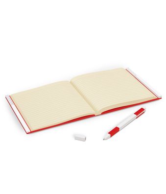 LEGO® verschließbares Notizbuch mit Gelstift - Farbe rot