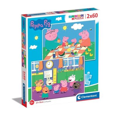 Clementoni 24793 - 2 x 60 Teile Puzzle - Supercolor - Peppa Pig