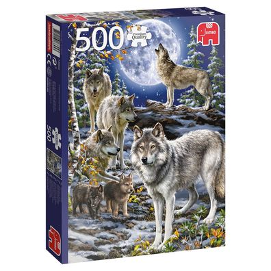 Jumbo Spiele 18845 - Wolfsrudel im Winter 500 Teile Puzzle