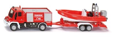 SIKU 1636 - Unimog Feuerwehr mit Boot - Modellauto