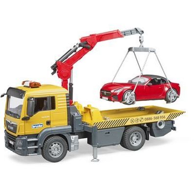 Bruder 03750 - MAN TGS Abschlepp LKW mit Roadster Licht und Sound, 1:16