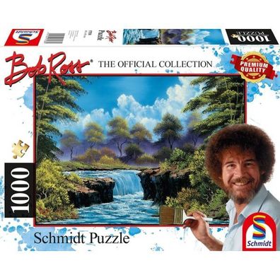 Wasserfall auf der Lichtung - Puzzle 1000 Teile - Bob Ross