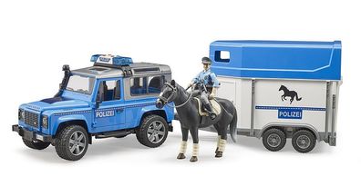 Bruder 02588 - Land Rover Defender Polizeifahrzeug, Pferd und Polizist