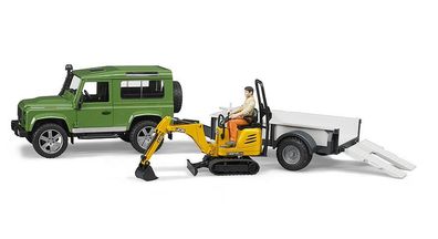 Bruder 02593 - Land Rover mit Hänger und JCB Bagger, 1:16