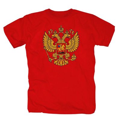 Russland Wappen T-Shirt Fahne Flagge Zar Russia Kremel Grösse S-5XL rot