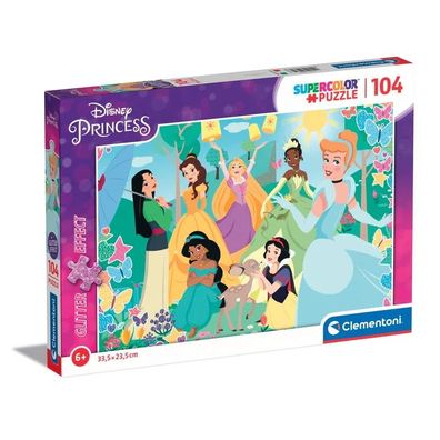 Clementoni 20346 - 104 Teile Puzzle - Glitter Puzzle - Disney Princess