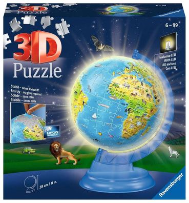 Kinderglobus mit Licht - 3D Puzzle-Ball 180 Teile