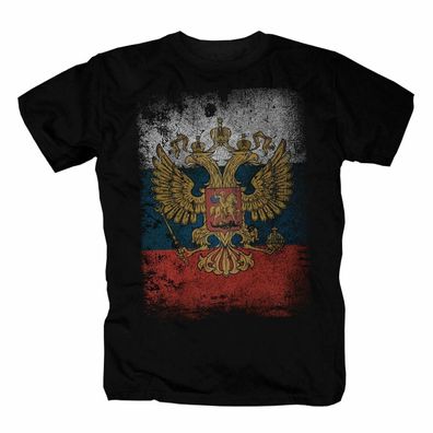 Russland Fahne T-Shirt Flagge Russia Kremel Moskau RUS Grösse S-5XL schwarz