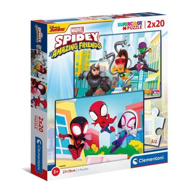 Clementoni 24794 - 2 x 20 Teile Puzzle - Supercolor - Spidey und seine Freunde