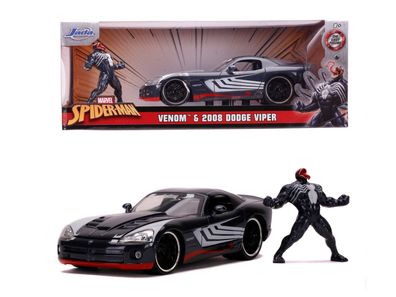 Jada Toys 253225015 - Marvel Spiderman Venom 2008 Dodge Viper SRT10, 1:24 - Modellaut